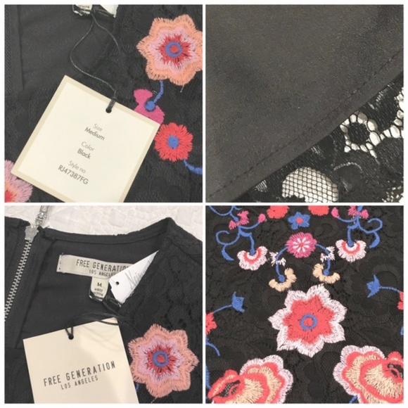 Floral Embroidered Lace Mini Dress, sz M - Picture 7 of 7